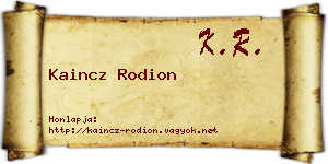 Kaincz Rodion névjegykártya